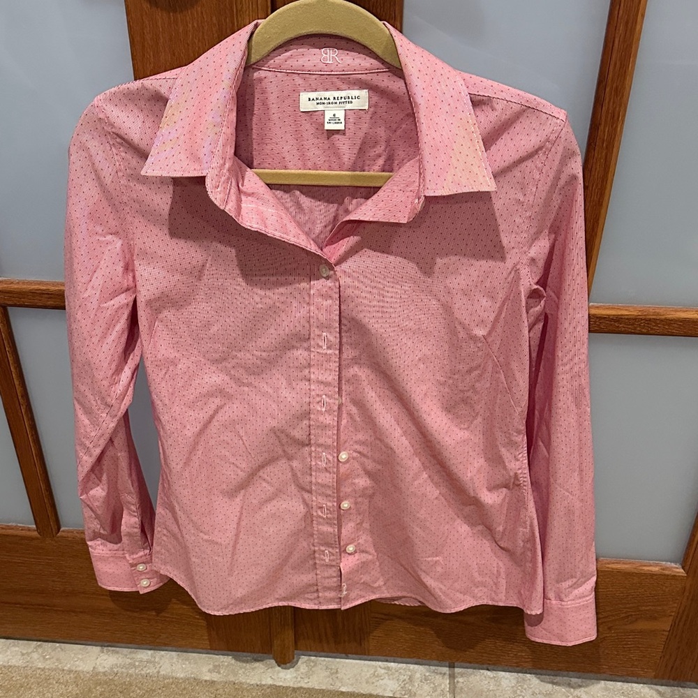 Banana Republic Pink Microdot Button-Down Shirt